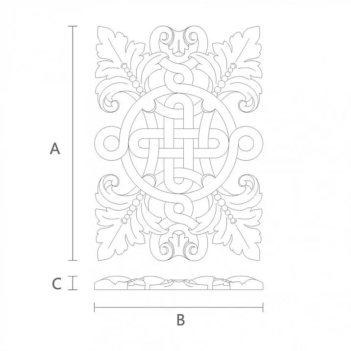 Wooden decorative inlay N-338 for interior decoration, drawing