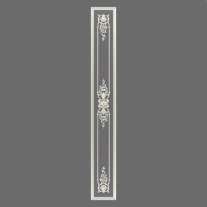 CPU-5-8 'Versailles' Molding Decor Kit &mdash; Vertical panel with double central ornament and corner accents, 3D visualization