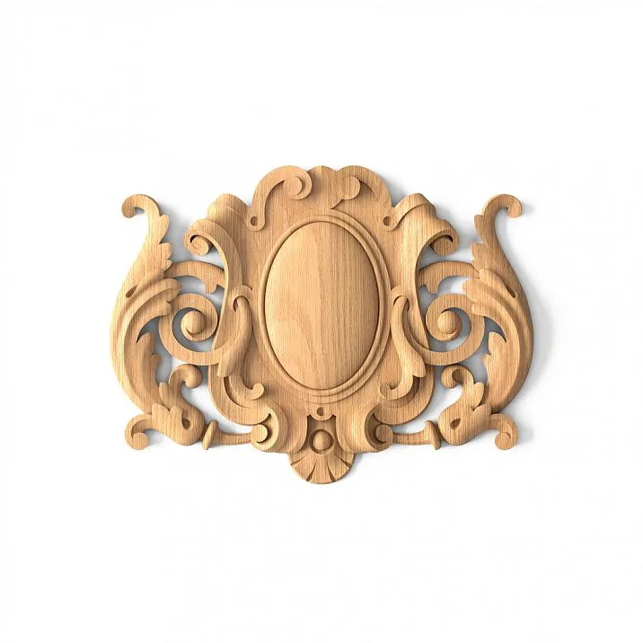 Carved wooden inlay N-267 with abstract ornament of leaves and scrolls