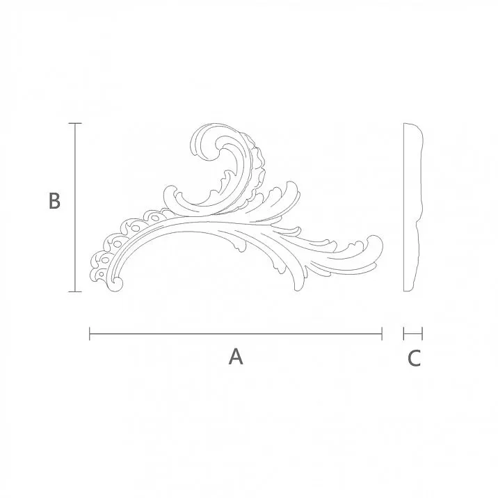 Floral Decor for Furniture and Interior - Carved Insert N-461R Drawing