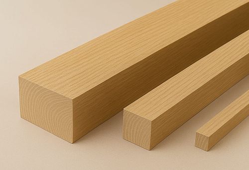 Three beech timbers of different cross-sections with uniform texture and smooth finish