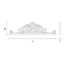 Резная накладка N-439 из натурального дерева с геометрическим мотивом чертеж