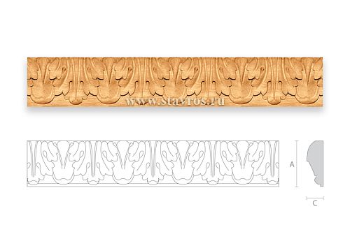 Door trim with classic ornament made of solid wood