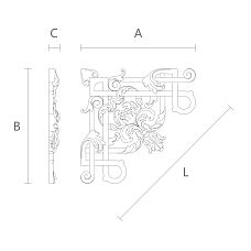Floral wood carving on inlay N-326, drawing