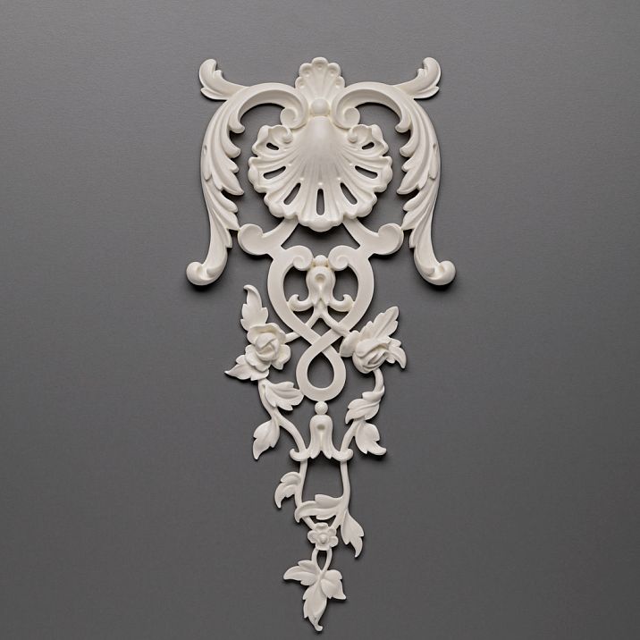 Bedroom interior with panels decorated with polyurethane molding decor NPU.VRS-005