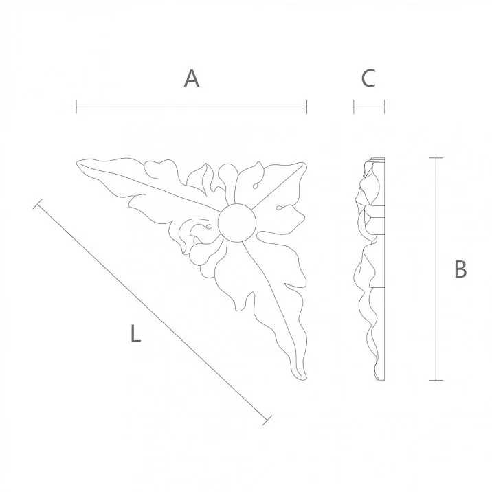 Wooden Corner Applique N-226R Drawing