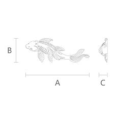 Dimensions and drawing of decorative applique NPU-484 Fish.