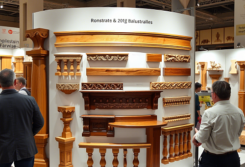 Exhibition of balusters and decorative wooden elements on the digital showcase