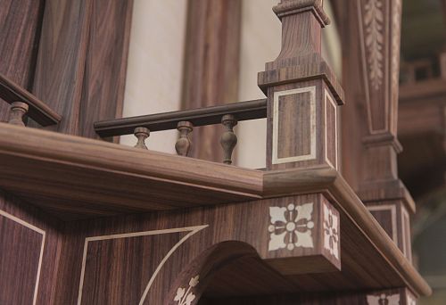 Exclusive 2025 furniture fragment with decorative inlays, carved elements, and refined finish