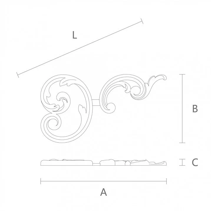 Cute carved overlay N-296R for wooden furniture and interior drawing