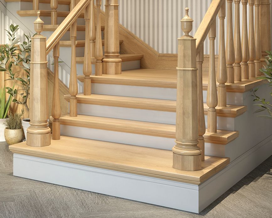 Carved baluster posts for staircases, classic design