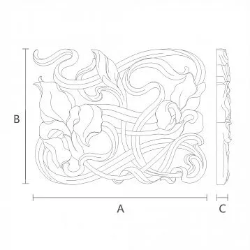 Wooden Decorative Element with Wood Carving N-275L