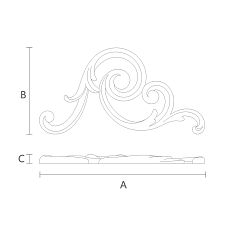 Резная накладка N-286R деревянная чертеж