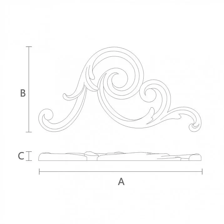 Резная накладка N-286R деревянная чертеж