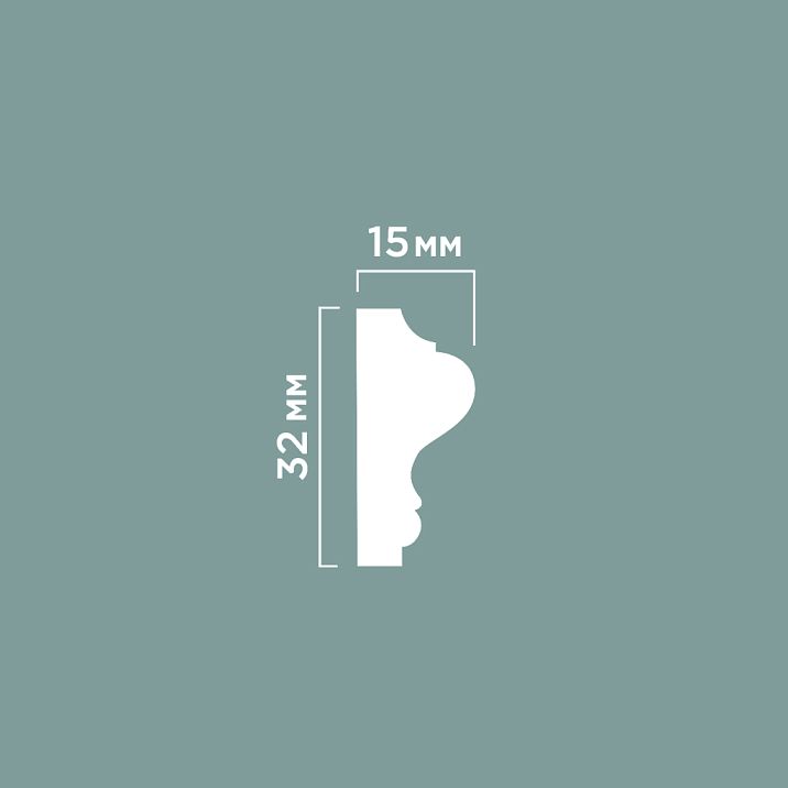 Molding LD32 POLYSTYRENE HI WOOD 32mm x 15mm x 2.0m drawing-scheme