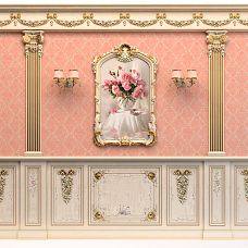 Декоративные деревянные накладки на стенах в интерьере N-042