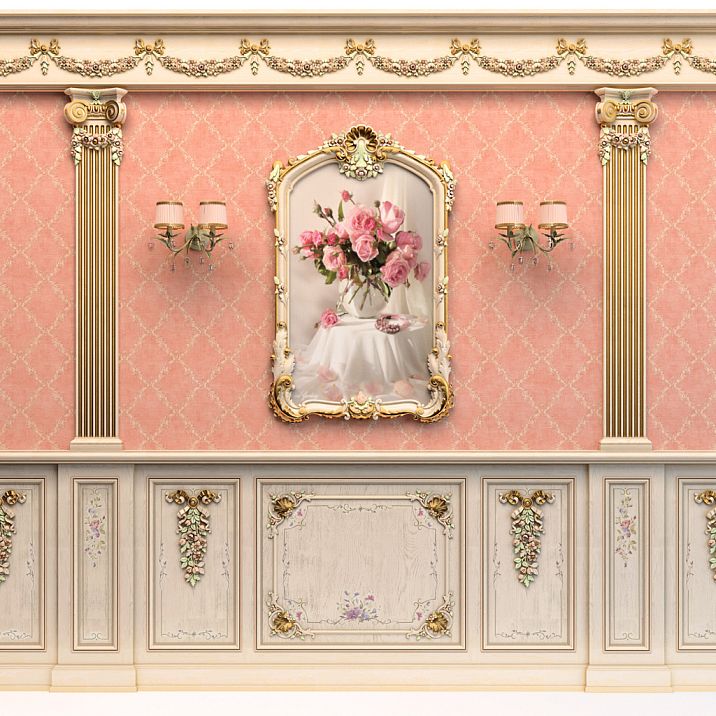 Декоративные деревянные накладки на стенах в интерьере N-042