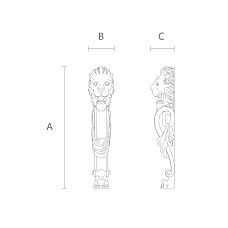 Carved wooden post with lion mask