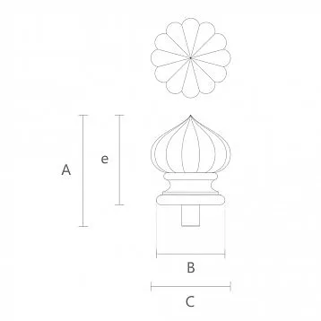 Elegant finial on post L-090 made of oak or beech