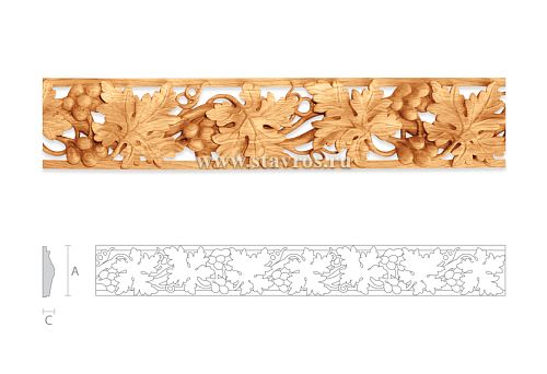 Carved wooden frieze with grapevine and leaves &mdash; decorative element for framing window or door openings from STAVROS