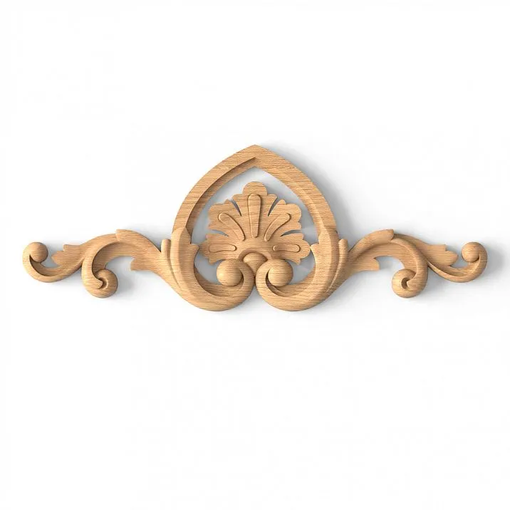 Wooden Inlay N-201 with carved plant pattern for interior decoration