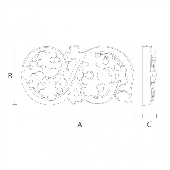 Wooden decorative plate with carved flower pattern drawing