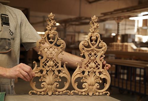 Decorative carved wooden elements for interior, crafted by the master