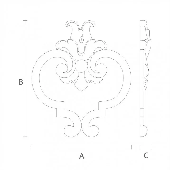 Резная накладка N-301 деревянная - декор для вашего дома чертеж