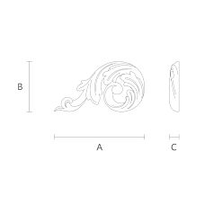 Резная накладка N-119L из дуба  чертеж