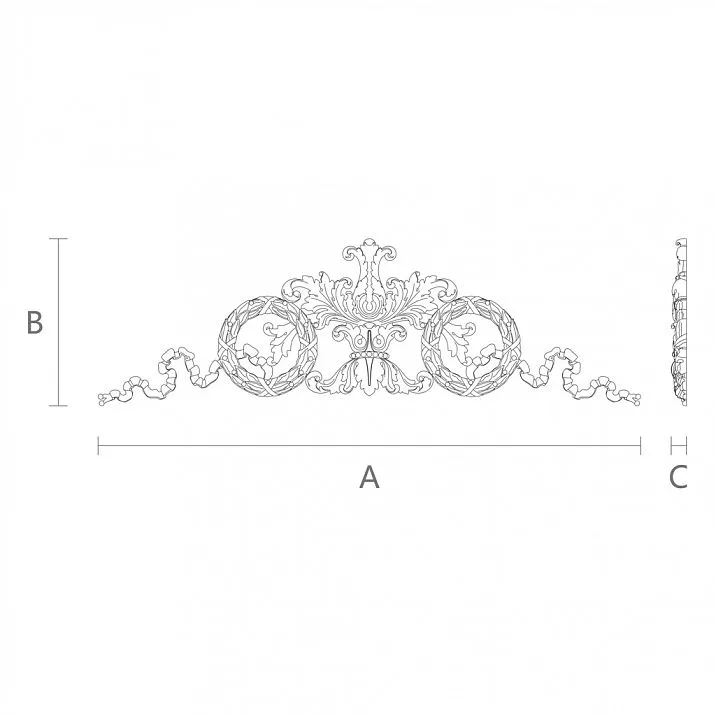 Central Insert N-183 with Elegant Carved Pattern Drawing