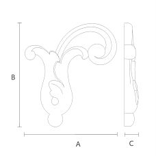 Wooden carving N-303R as an inlay for home decoration, drawing