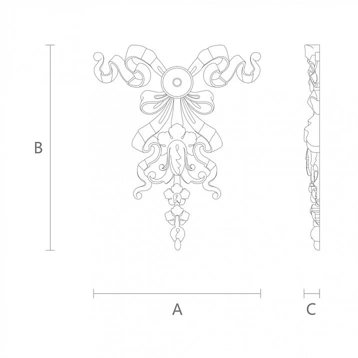 Overlay N-198 made of oak or beech with carved ornamental design