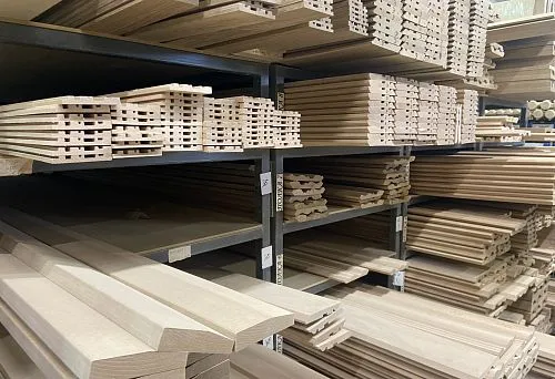 MDF Skirting Board Stock in Workshop, Ready for Installation in Modern Interiors