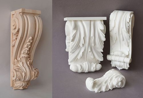 Carved decorative wooden element for a classic interior