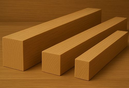 Glued oak beam in various sizes with smooth, even surface and uniform texture