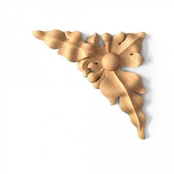 Wooden Applique with Relief Pattern in Rococo Style N-226R for Decorating Corner Surfaces