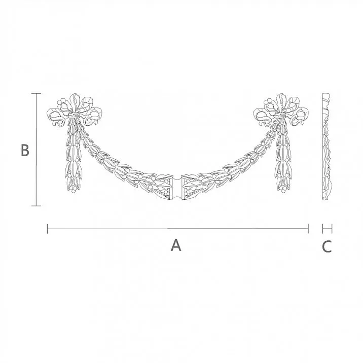 Резная накладка из дерева для декора интерьера - накладка N-353 чертеж