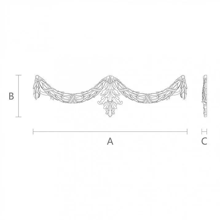 Резная накладка N-031 из дерева - возможность создать уникальный и неповторимый интерьер чертеж
