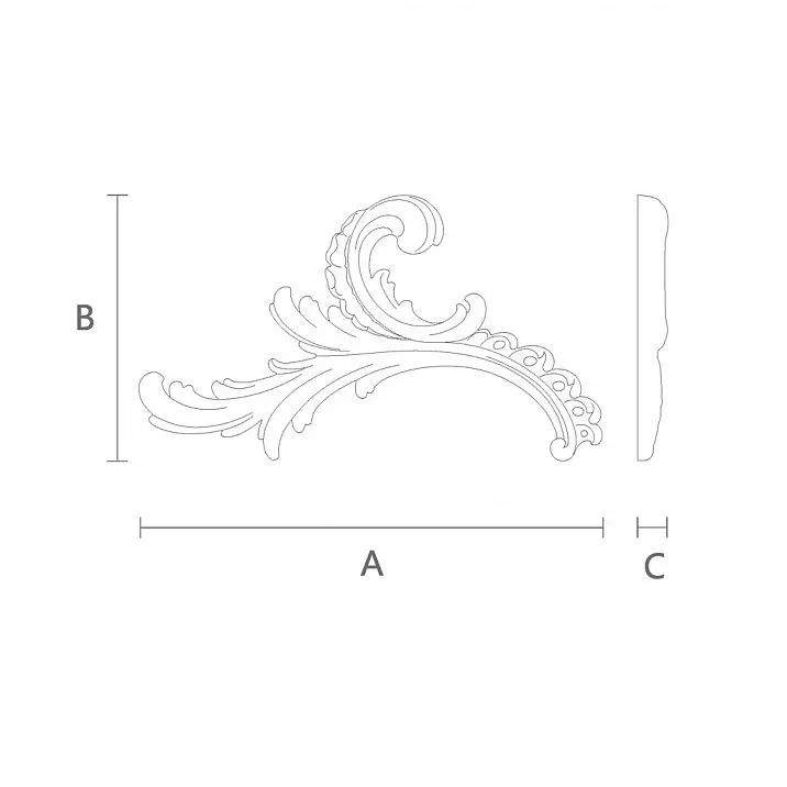 Резная накладка N-461L из дерева для декора чертеж