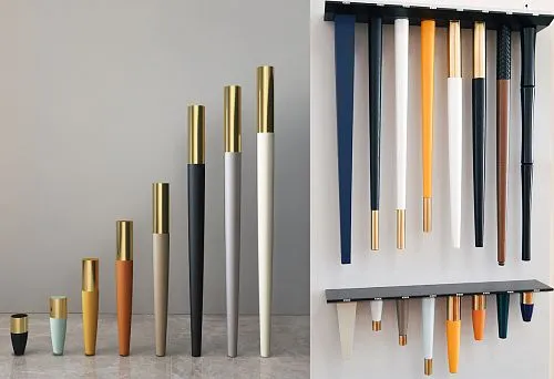Collection of elegant furniture legs of various shapes and colors for creating a unique design.