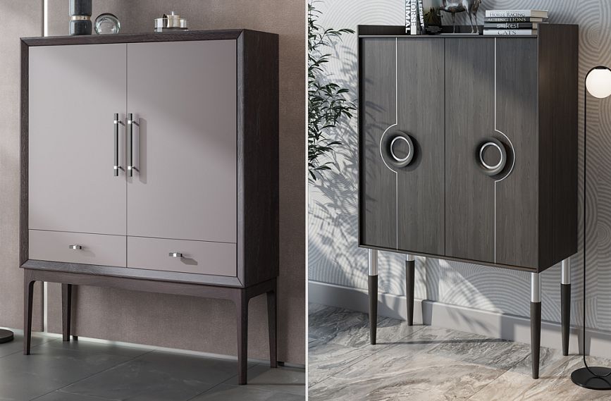 Ideas for styling the KMD-031 dresser with furniture handles and legs in a modern interior