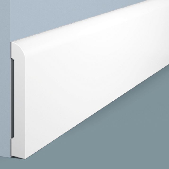 BE100 floor skirting board from polystyrene HI WOOD, maximum height 100 mm and thickness 13.5 mm, close-up