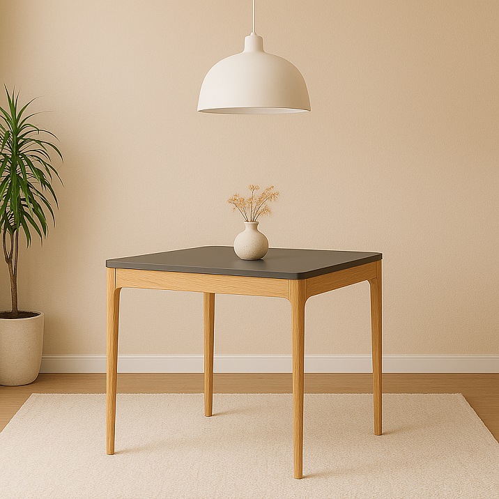 Table frame STL-026-1 made of solid wood with rectangular tabletop in interior