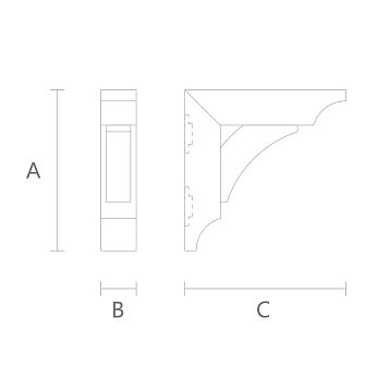 Wooden bracket KR-070 made of solid pine, size 200x44x200 mm, category Prestige