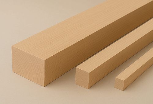 Oak beams of various cross-sections with clearly visible annual ring structure