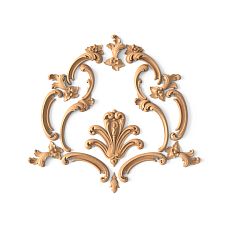 Wooden decor set with carved flowers and leaves