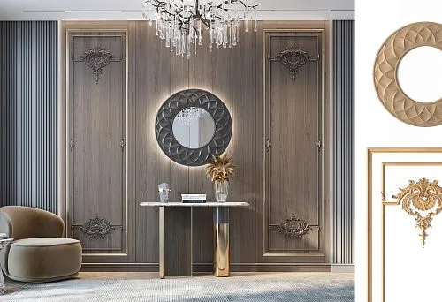 Elegant interior with classic cabinet accessories