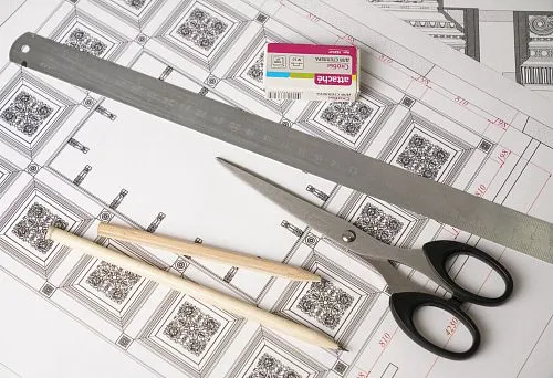 Interior concept development using a mood board and sketches.