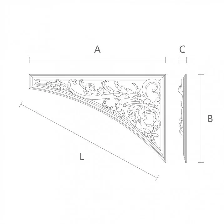 Carved Insert N-177R - Wooden Decor Drawing