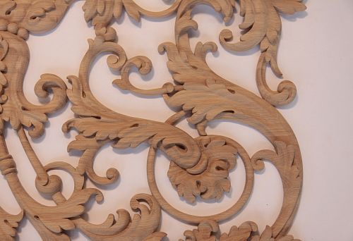 Carved Frame Element from Natural Wood with Classic Ornament